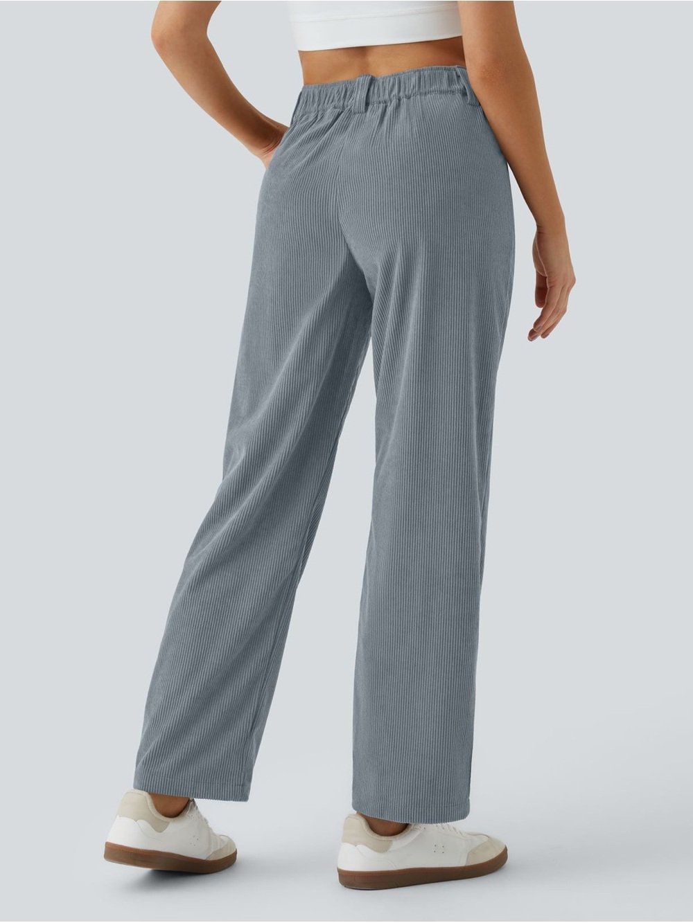 NWT Halara Mid Rise Blue Corduroy Casual Pants Size M - Picture 4 of 8